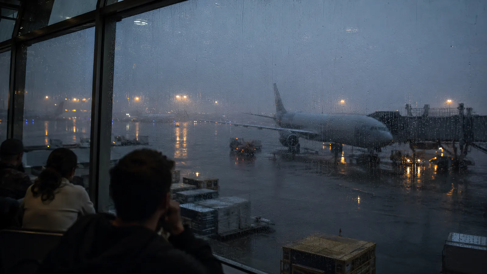 Foggy airport apron illustrating extraordinary circumstances